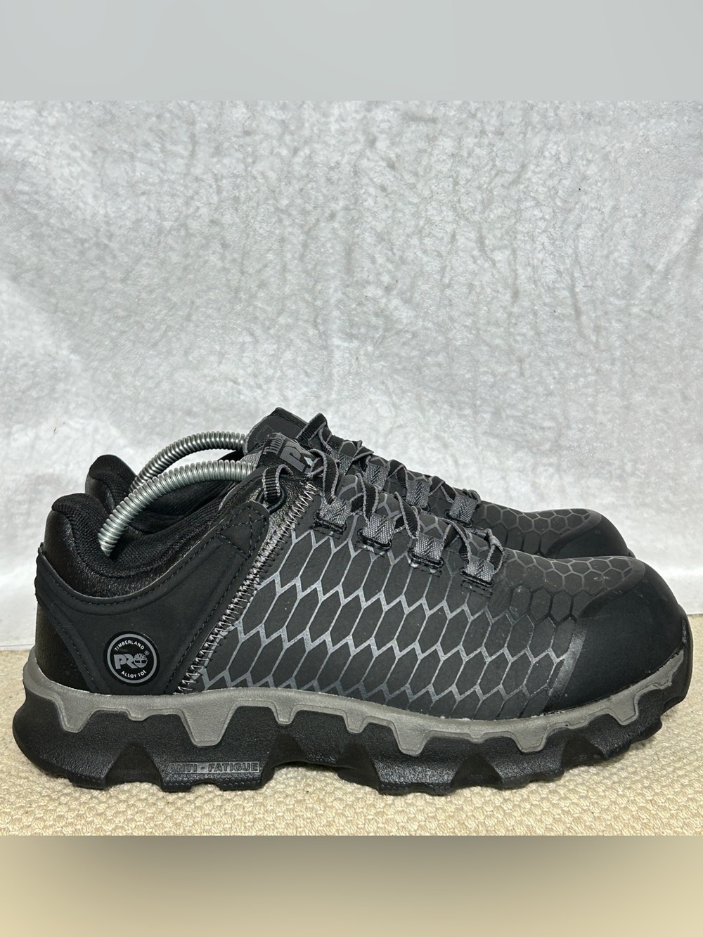 Timberland Pro Women’s Black Powertrain Sport Alloy Toe Work Sneaker Shoes SZ 8W
